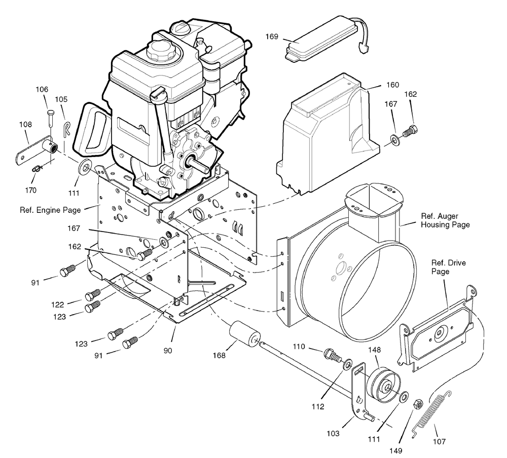 Frame Diagram and Parts List for 1695444-LP1695444-726E 2008 Briggs and Stratton Snow Blower